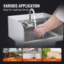 17 x 12.8in Stainless Steel Hand Sink - Wall Mount Design - Faucet & Side Splash Image 6