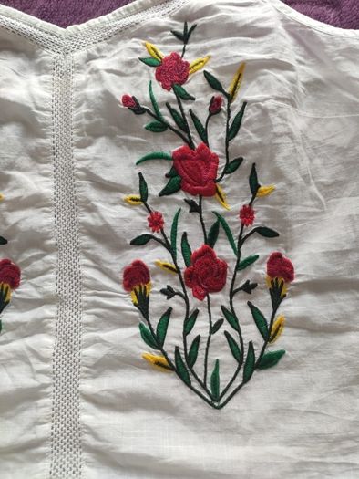 FF Tesco White Embroidered Floral Cotton Cami Top Peplum Hem