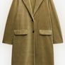 Reduced Fab Zara Light Khaki Green Velvet Coat Image 5