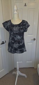 Made in Italy Black Grey Marble Print Stretch Top Casual Chic Size 3