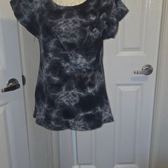 Made in Italy Black Grey Marble Print Stretch Top Casual Chic Size 3