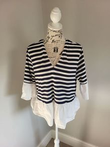 navy white top
