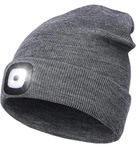 Rechargeable LED Lighted Beanie, Perfect Dad Gifts in Christmas, Stocking Fillers Cap with Light Hands Free Head Torch Unisex Winter Warm Knit Beanie (FREE POSTAGE)