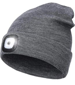 Rechargeable LED Lighted Beanie, Perfect Dad Gifts in Christmas, Stocking Fillers Cap with Light Hands Free Head Torch Unisex Winter Warm Knit Beanie (FREE POSTAGE)