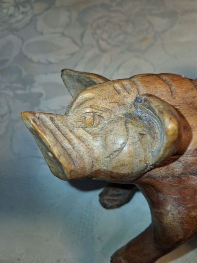 Hardwood Handcarved Pig