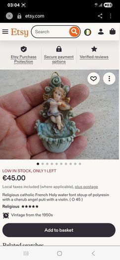 Holy Water Font Cherub For Sale in Durrus, Cork from Lisa 3