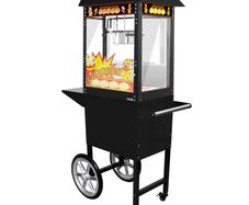Professional Popcorn Machine with Trolley  Black  5 kg/h