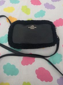Authentic Coach Shearling Black Crossbody Shoulder Bag