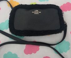 Authentic Coach Shearling Black Crossbody Shoulder Bag
