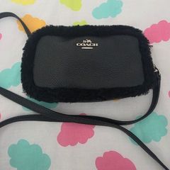 Authentic Coach Shearling Black Crossbody Shoulder Bag