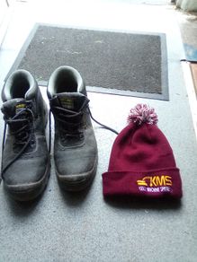Size. 12. Work. Boots. And. Hat