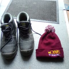 Size. 12. Work. Boots. And. Hat
