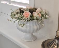 Faux Flower Arrangement in Ceramic Vase