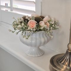 Faux Flower Arrangement in Ceramic Vase