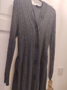 Women Long Jumper  Dress . Size 14/16. Like New. With Hoodie and fitting belt.