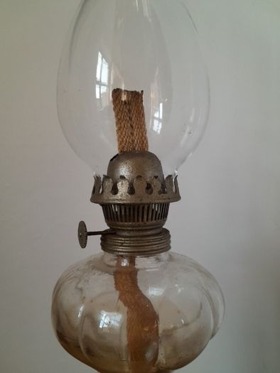 Antique Swirl Glass Oil Lamp