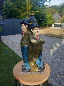 Heavy Laurel and Hardy wine bottle holder,  D18