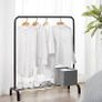 Metal Clothes Rail Stand with Hanging and Storage Shelf, Rack for Bedroom, Black Image 3