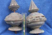 Two antique copper metal finials