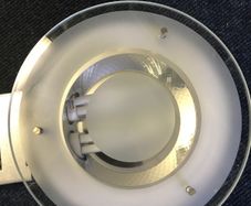 3 white surround with chrome inset and frost glass Down lights 9.5in wide