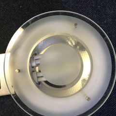 3 white surround with chrome inset and frost glass Down lights 9.5in wide
