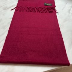 Patrick Francis Pure Cashmere Burgundy Scarf with Fringe detail