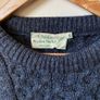 Quill's Woollen Market Irish Aran Fisherman Sweater 100% Wool XXL Blue Image 3