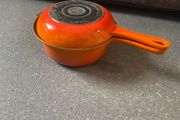 Made in France Cast Iron Marmitout 3 in 1 Saucepan Frying Pan 22 Orange Le Creuset style