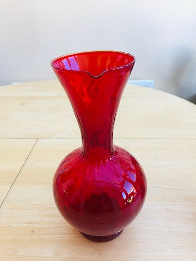 Large Vintage Cranberry Glass Jug