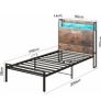 3ft Single Bed Frame with Storage Wooden Headboard, LED Light & Charging Station, Platform Metal Bed Frame Single with Underbed Storage, Strong Metal Slat Support Image 10