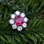 Antique 1920s Ruby & Diamond Cluster Ring Image 6