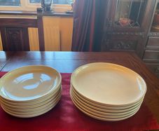 DENBY New REDUCED.  6 dinner plates and 6 luncheon plates in Linen coupe . All new and unused
