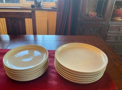 DENBY New REDUCED.  6 dinner plates and 6 luncheon plates in Linen coupe . All new and unused