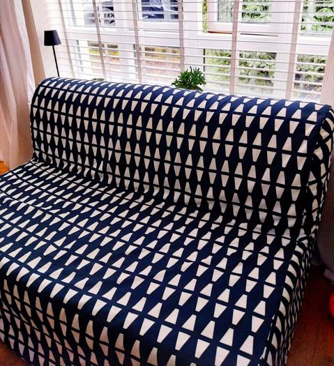 IKEA 2-Seat Sofa-Bed (Black & White Geometric)