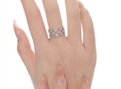 Rebel Studio Net Style Adjustable Diamante Ring