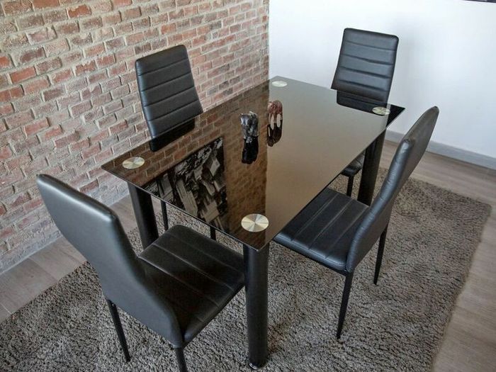 Compact Glass Dining Table Set Seats 4, White