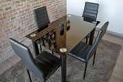 Compact Glass Dining Table Set Seats 4, White