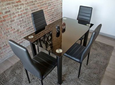 Compact Glass Dining Table Set Seats 4, White