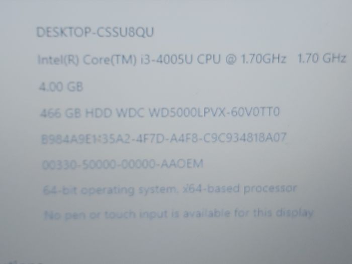 HP 350 G1, 15.6 inch Laptop, 4GB Ram, 500GB HDD Intel Core i3-4005U, 1.7GHz, Windows 10 Pro, Microsoft Edge, Chrome