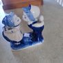 Delft Blue Hand Painted Figurine Holland Dutch Boy Girl Kissing Mini Stamped Image 3