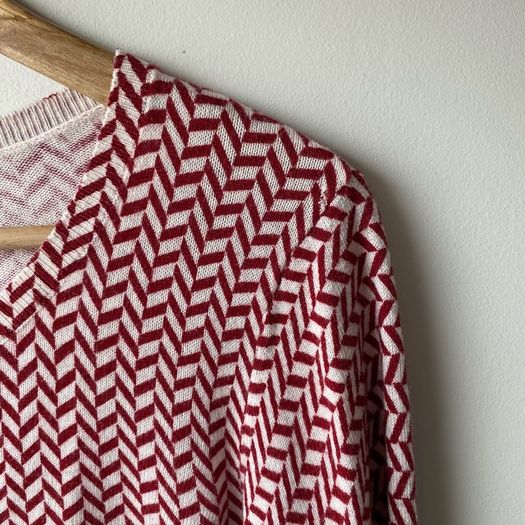 Part Two Chevron Knit Cardigan Sweater Red & Cream New With Tags (Size L)