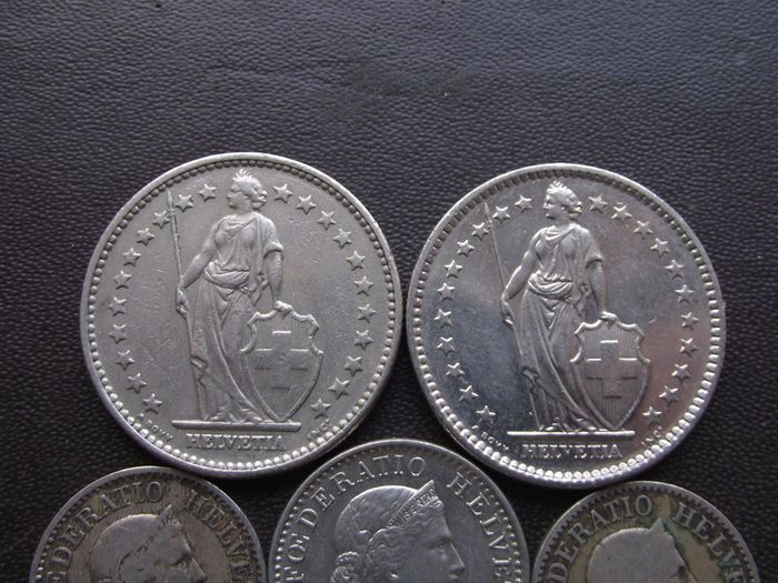 A Lot of 9 coins from Switzerland (1883-1981)