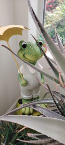 Frog Statue Holding an Umbrella