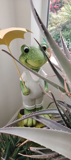 Frog Statue Holding an Umbrella