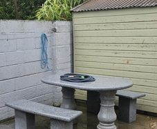 Solid Granite Table and Two Benches