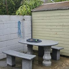 Solid Granite Table and Two Benches