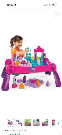 MEGA Bloks Building Blocks Build 'N Learn Table Pink and Purple