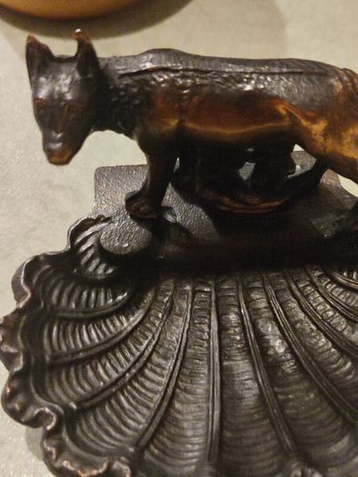 Romulus and Remus Brass / bronze  Figurine With Shell Dish as trinket dish / or ashtray.