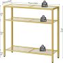 3-Tier Gold Console Table, Tempered Glass Sofa Table, Narrow Side Table, Modern Hallway Table, for Living Room, Foyer, Hallway, Bedroom, Metal Frame, Sturdy, Gold Image 3