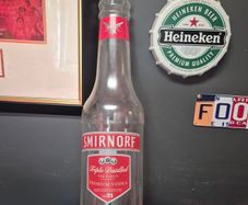 Giant plastic smirnoff bottle